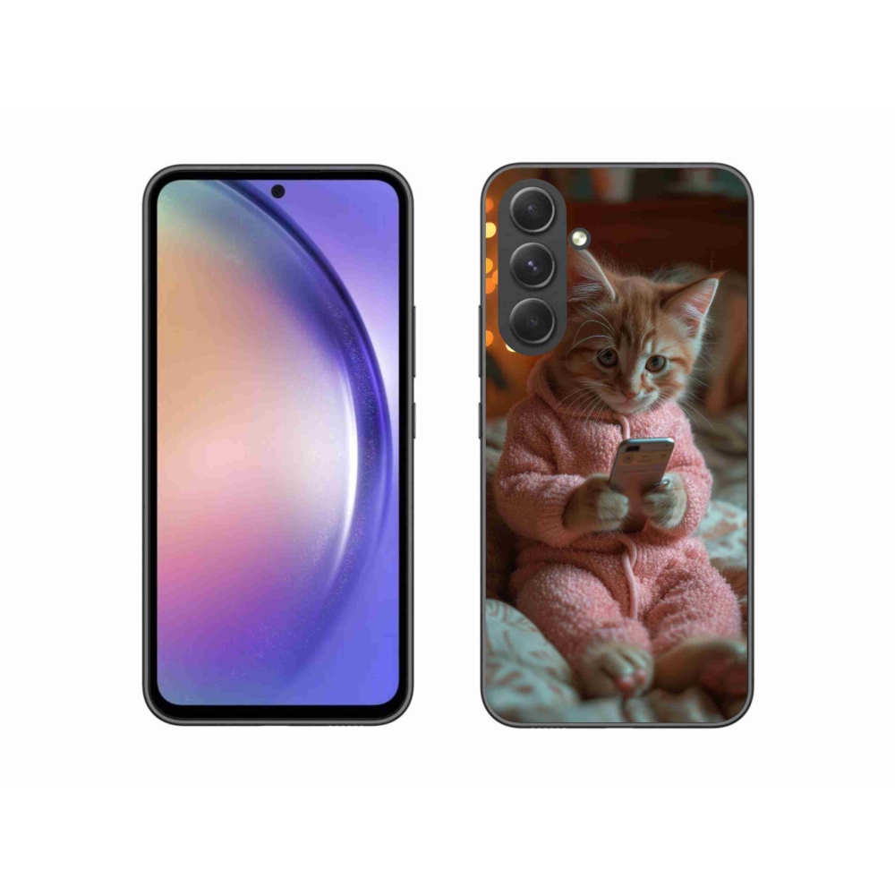 Gélový kryt mmCase na Samsung Galaxy A54 5G - mačiatko s mobilom