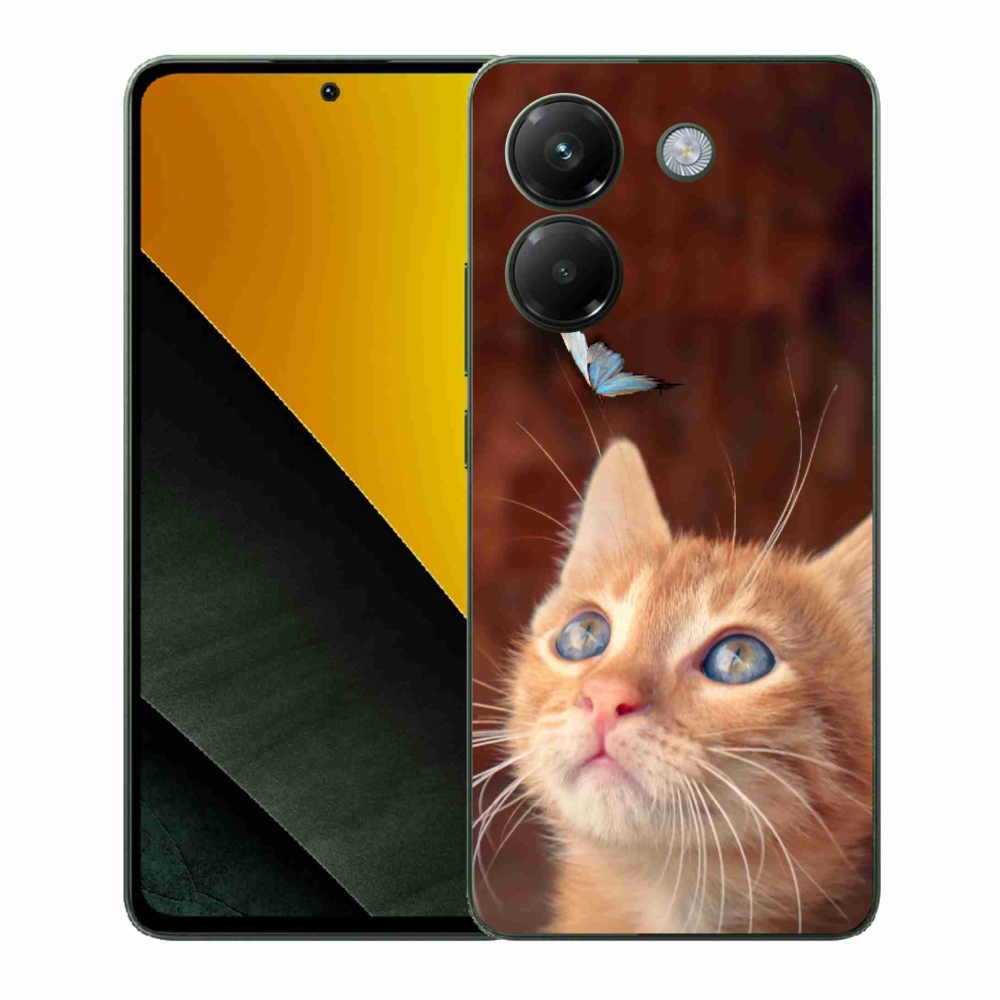 Gélový kryt mmCase na Xiaomi Poco M7 Pro 5G - motýľ a mačiatko