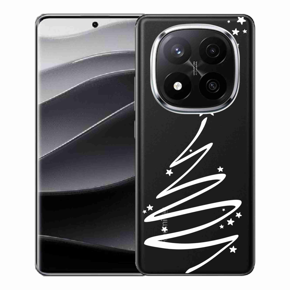 Gélový kryt mmCase na Xiaomi Redmi Note 14 Pro+ 5G - biely stromček na priehľadnom pozadí