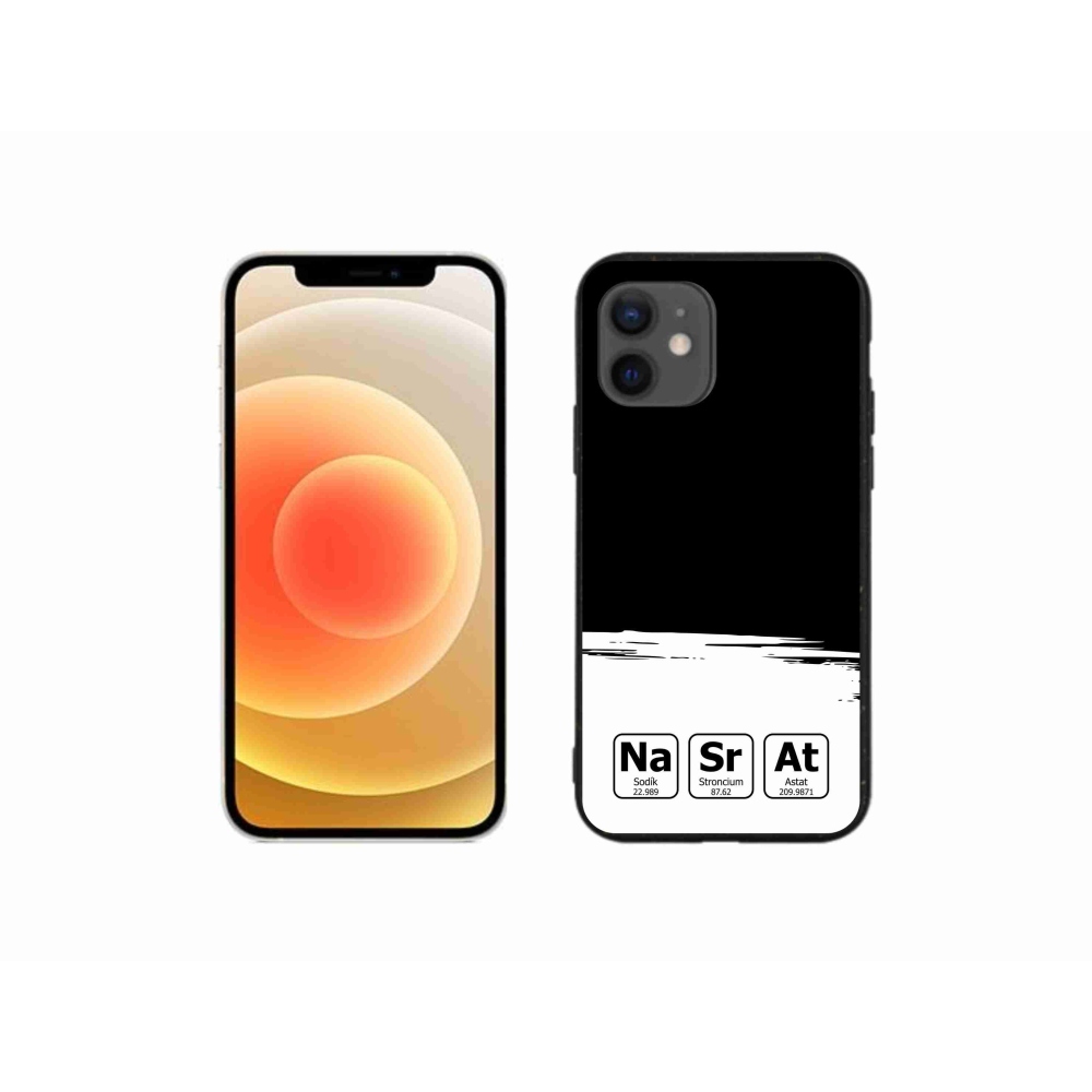 Gélový kryt mmCase na iPhone 12 mini - chemické prvky bieločierne pozadie