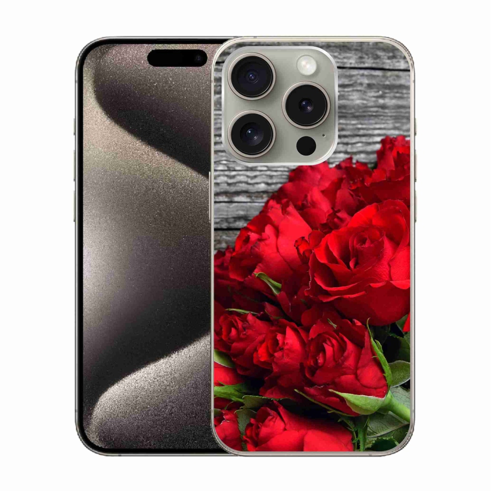 Gélový kryt mmCase na iPhone 15 Pro - červené ruže