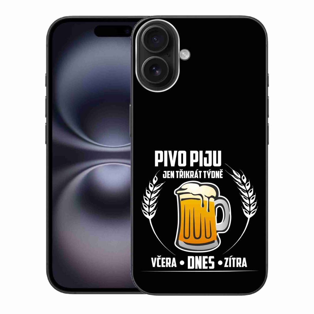 Gélový kryt mmCase na iPhone 16 Plus - pivný motív čierne pozadie