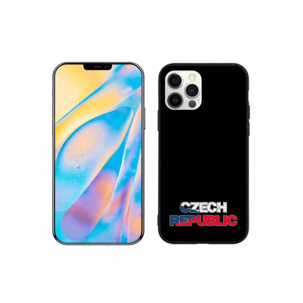 Gélový kryt mmCase na iPhone 12 - Czech Republic čierne pozadie
