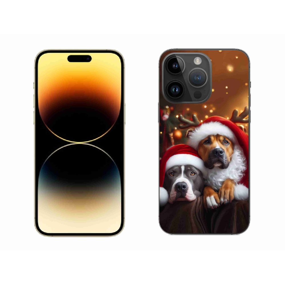 Gélový kryt mmCase na iPhone 14 Pro Max - vianočné psy