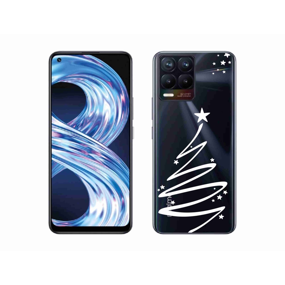 Gélový kryt mmCase na Realme 8 Pro - biely stromček na priehľadnom pozadí