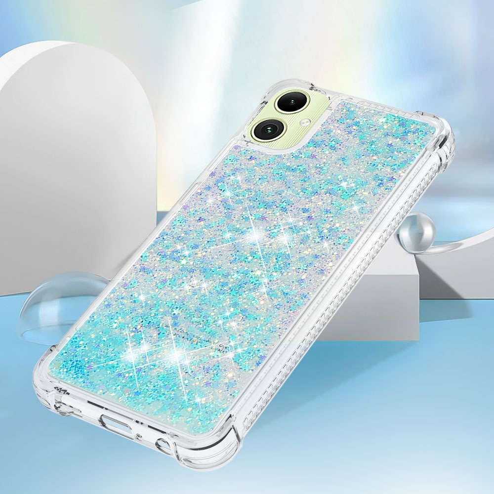 Glitter presýpacie gélový obal na Samsung Galaxy A07 4G - modrý/hviezdičky
