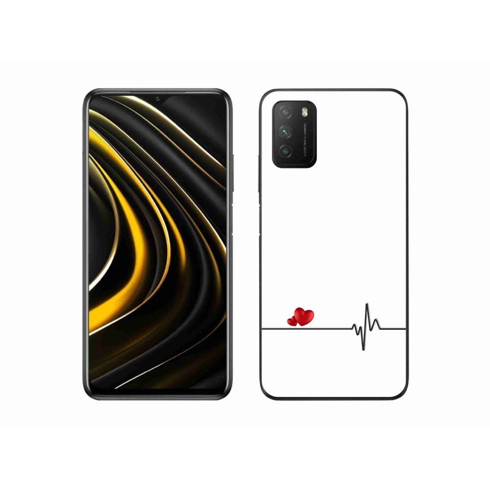 Gélový kryt mmCase na Xiaomi Poco M3 - srdce a tep biele pozadie