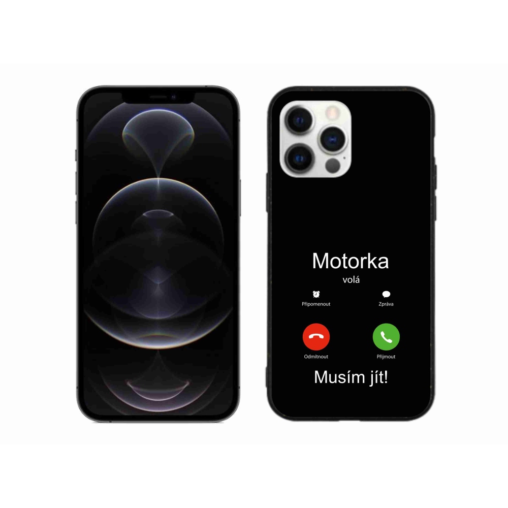 Gélový kryt mmCase na iPhone 12 Pro Max - motorka volá čierne pozadie