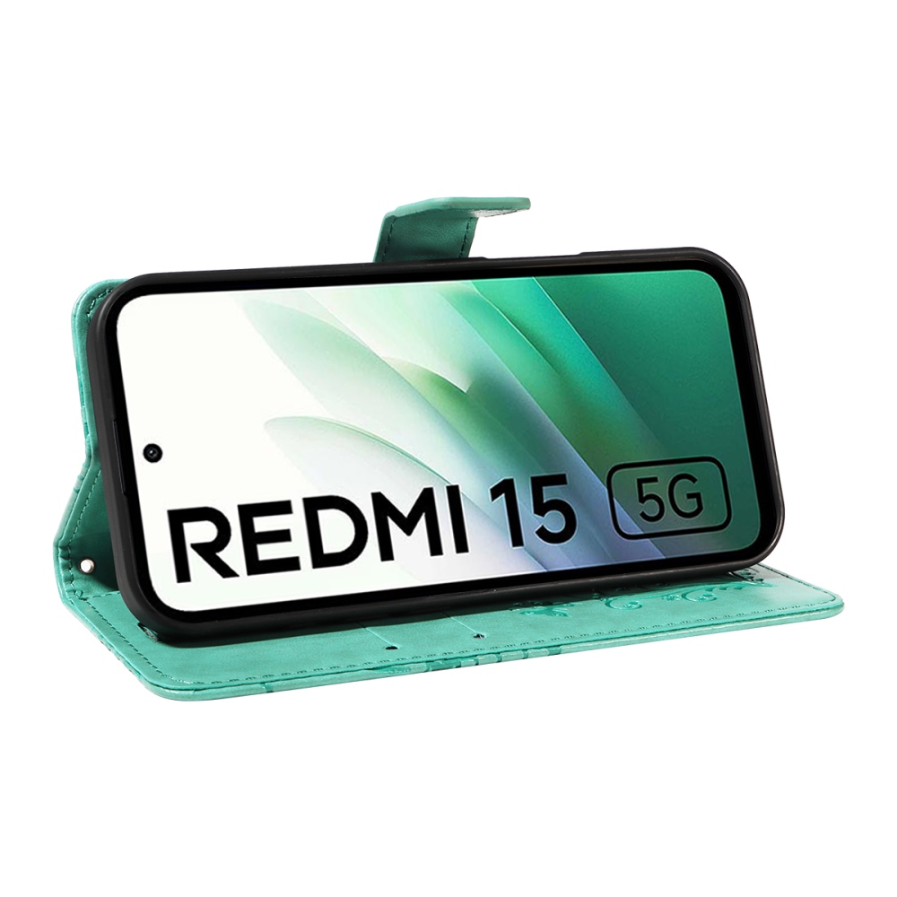 Big Butterfly knižkové puzdro na Xiaomi Redmi 15 4G (171mm) - modrozelené