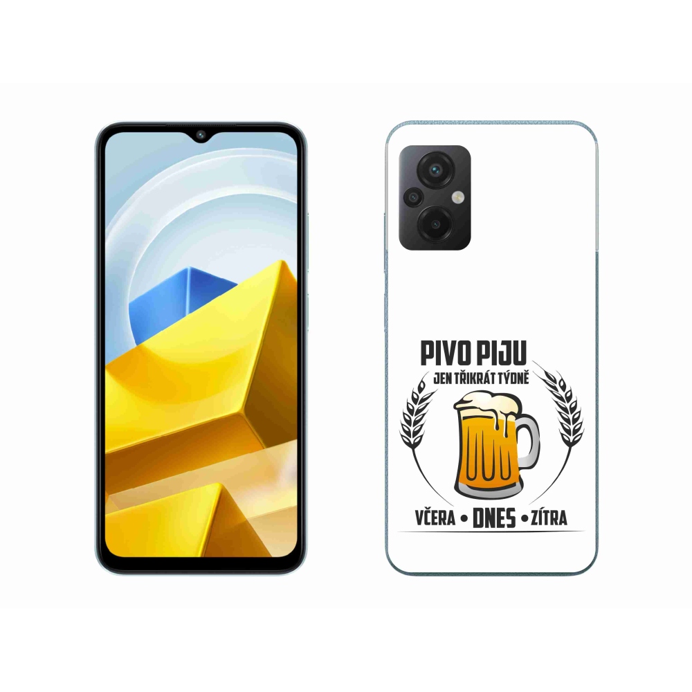 Gélový kryt mmCase na Xiaomi Poco M5 4G - pivný motív biele pozadie