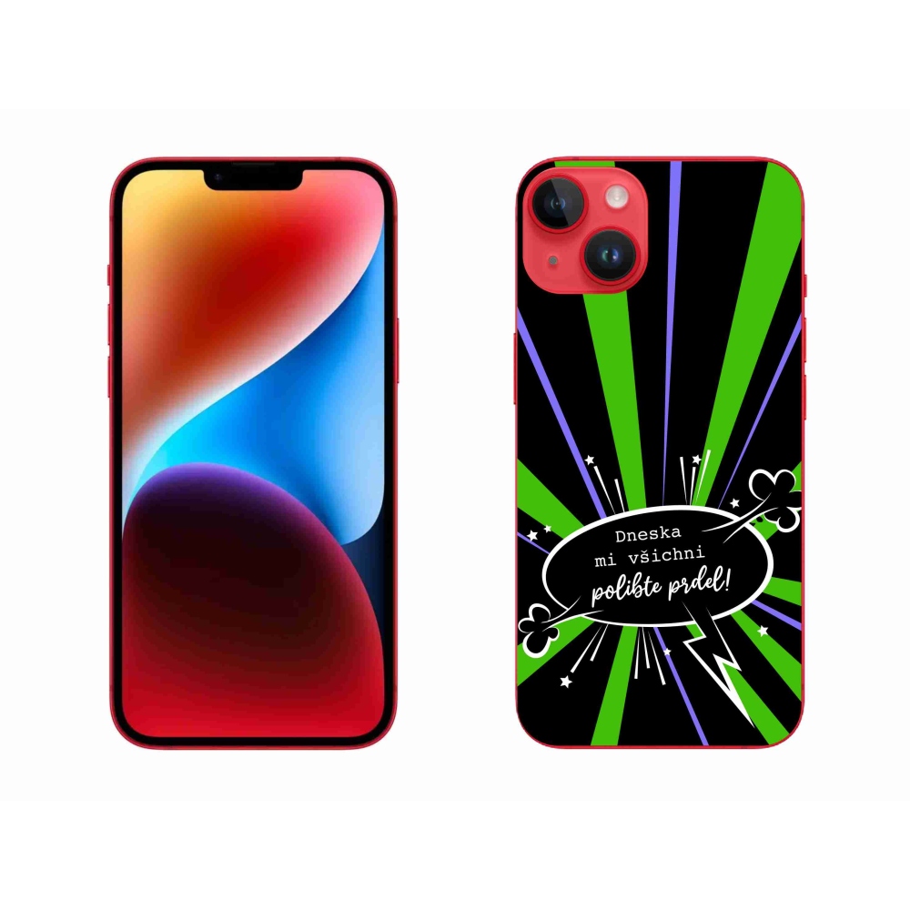 Gélový kryt mmCase na iPhone 14 Plus - vtipný text 15 čierne pozadie