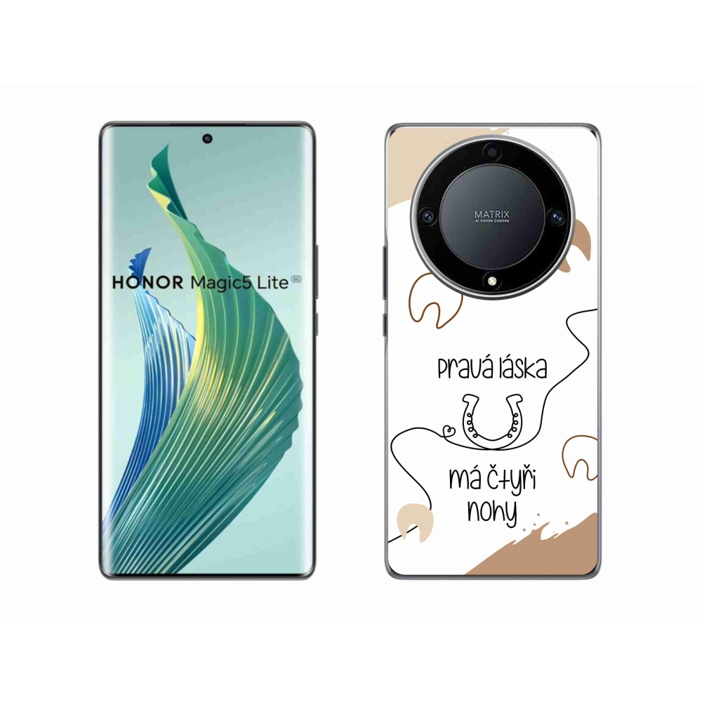 Gélový kryt mmCase na Honor Magic 5 Lite 5G - konský motív biele pozadie