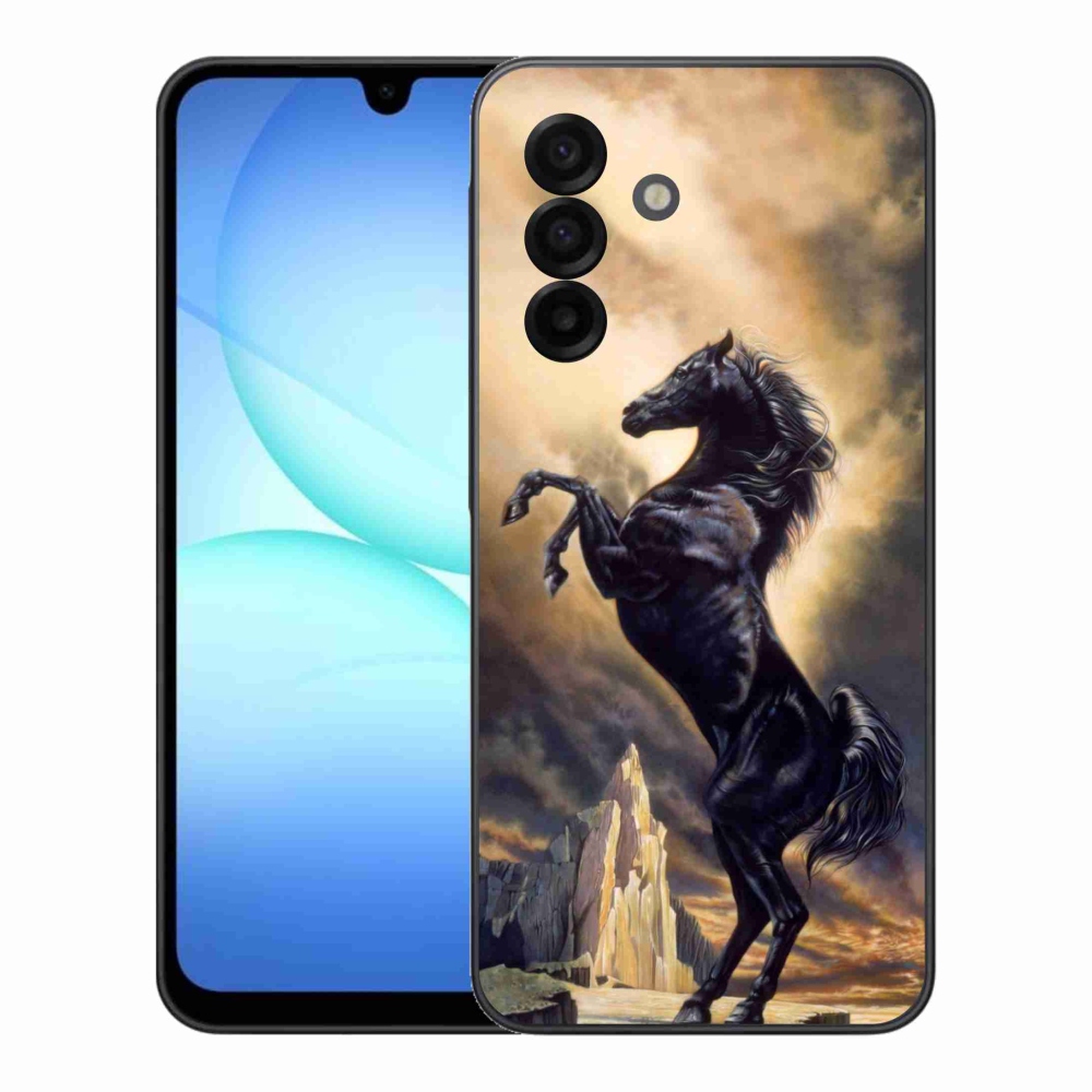 Gélový kryt mmCase na Samsung Galaxy A17 4G/5G - čierny kreslený kôň