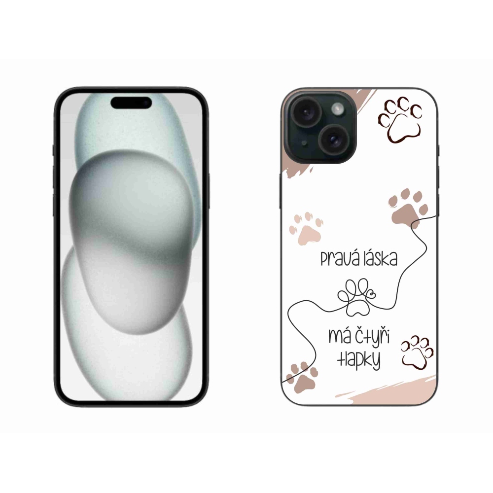 Gélový kryt mmCase na iPhone 15 Plus - psí motív 1 biele pozadie