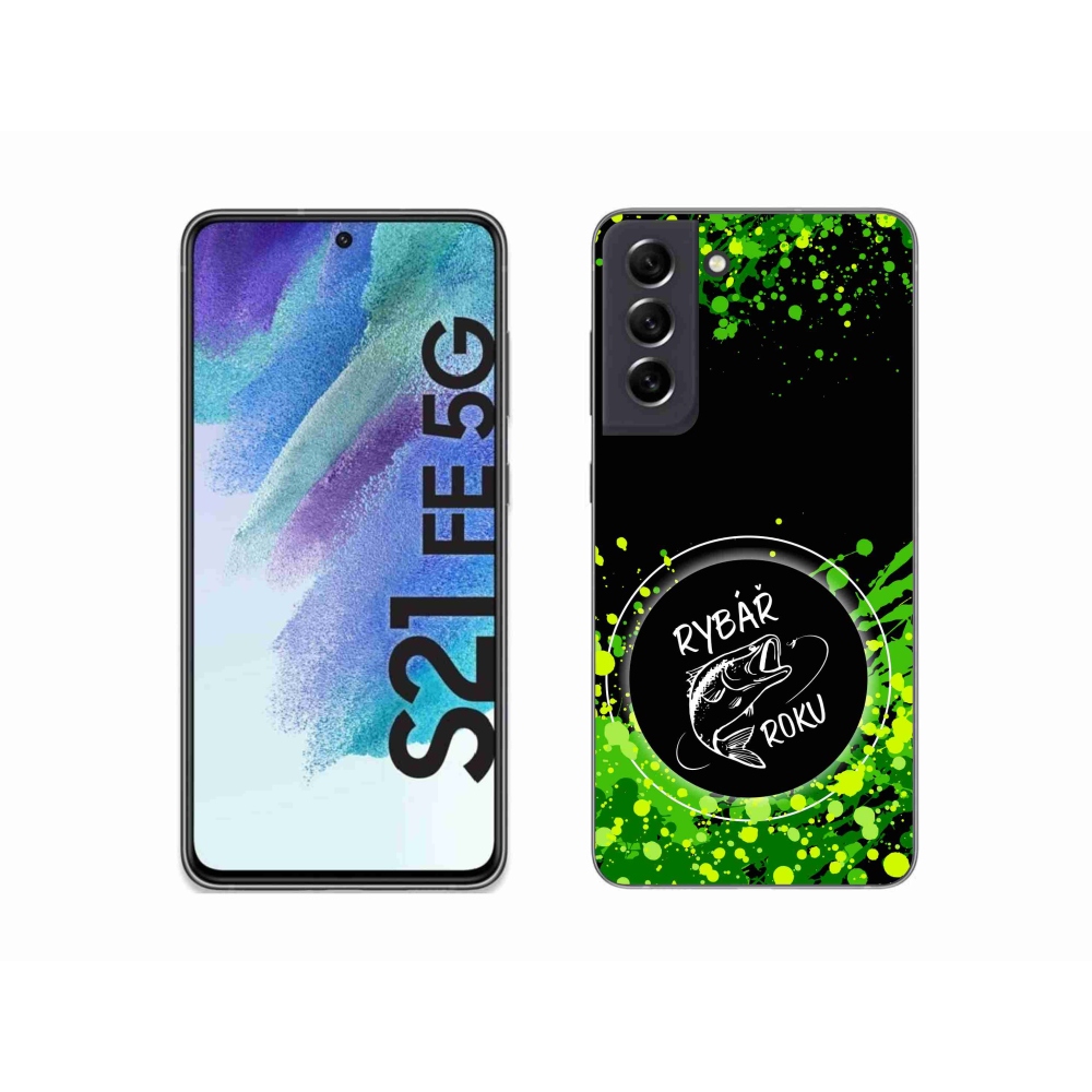 Gélový kryt mmCase na Samsung Galaxy S21 FE 5G - rybár roka čierne pozadie