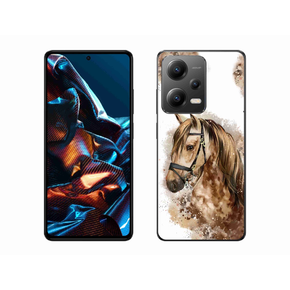 Gélový kryt mmCase na mobil Xiaomi Redmi Note 12 Pro 5G - hnedý kreslený kôň