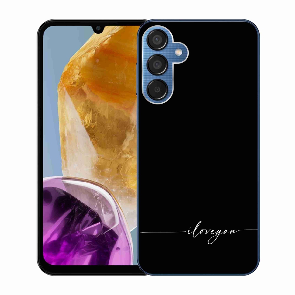 Gélový kryt mmCase na Samsung Galaxy M15 5G - I love you čierne pozadie