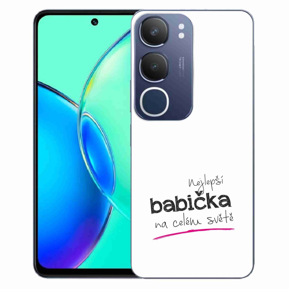 Gélový kryt mmCase na Vivo Y19s - najlepšia babička 4 biele pozadie