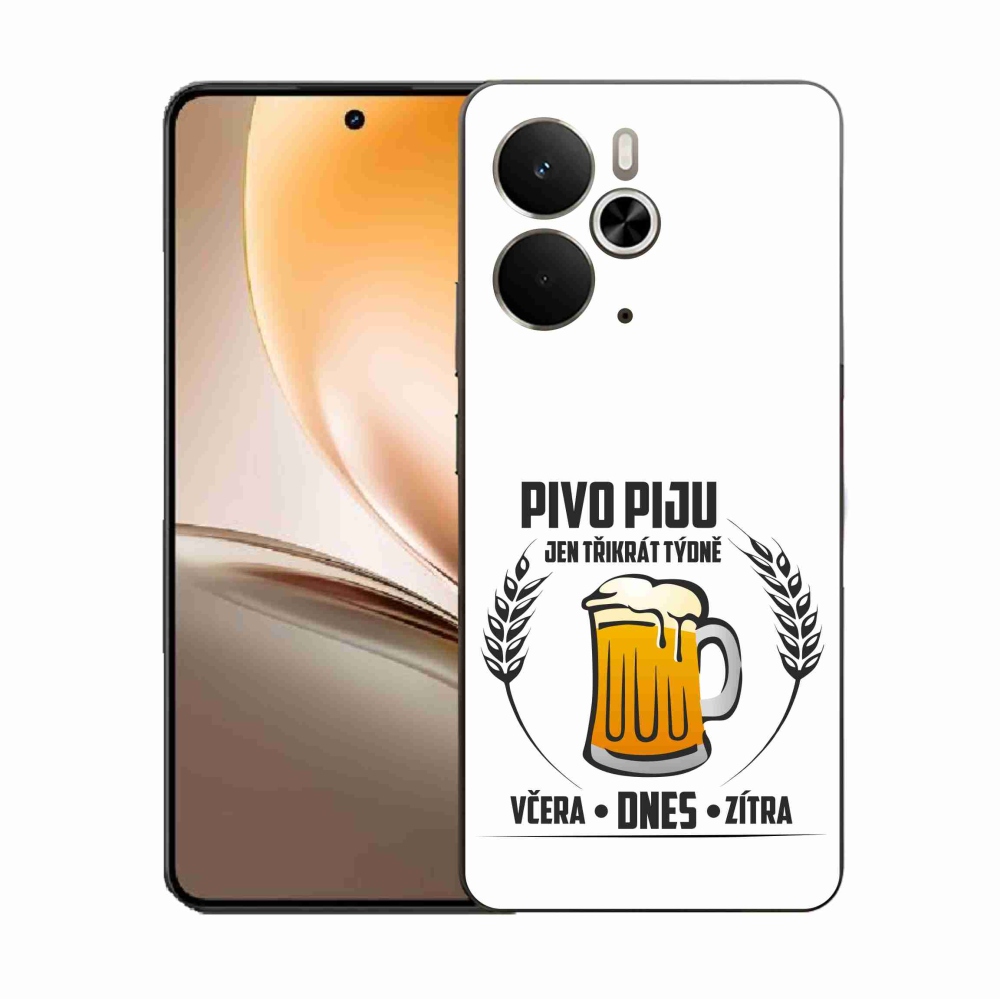 Gélový kryt mmCase na Realme 14 5G - pivný motív biele pozadie
