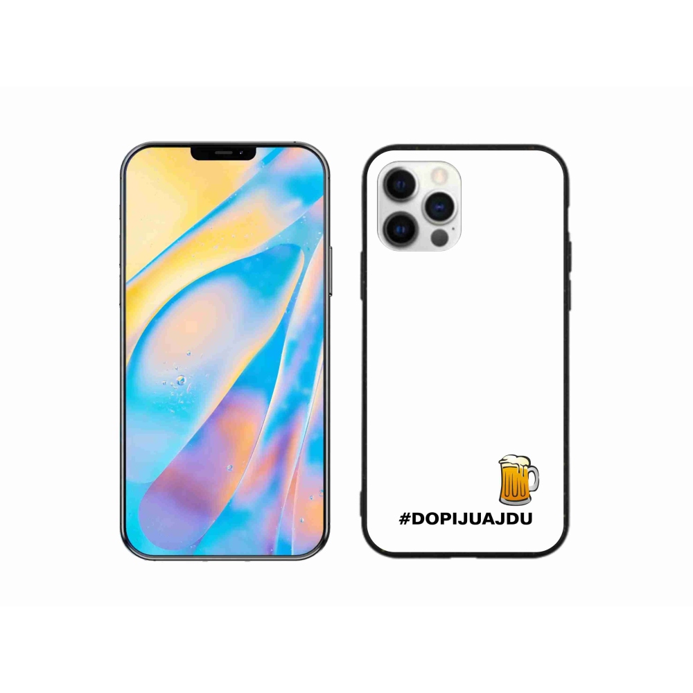 Gélový kryt mmCase na iPhone 12 - pivný motív 1 biele pozadie