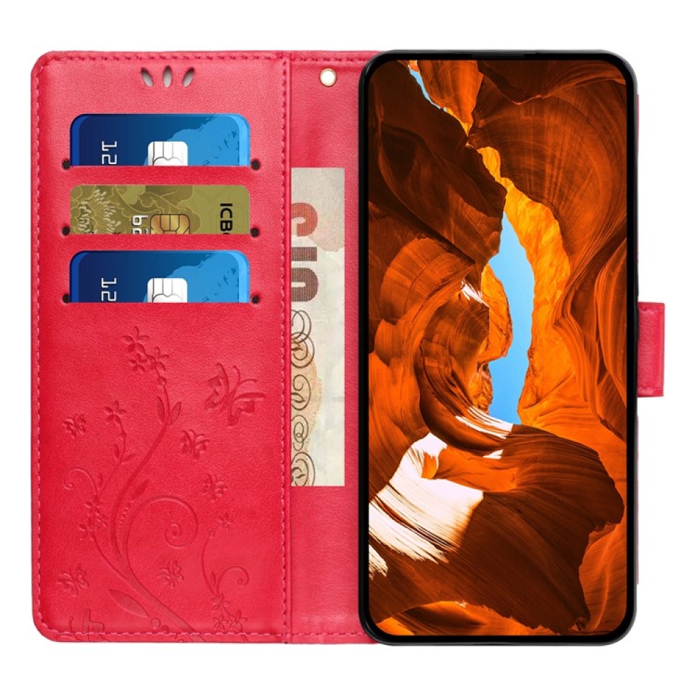 Flowers knižkové púzdro na iPhone 17 Pro - červené
