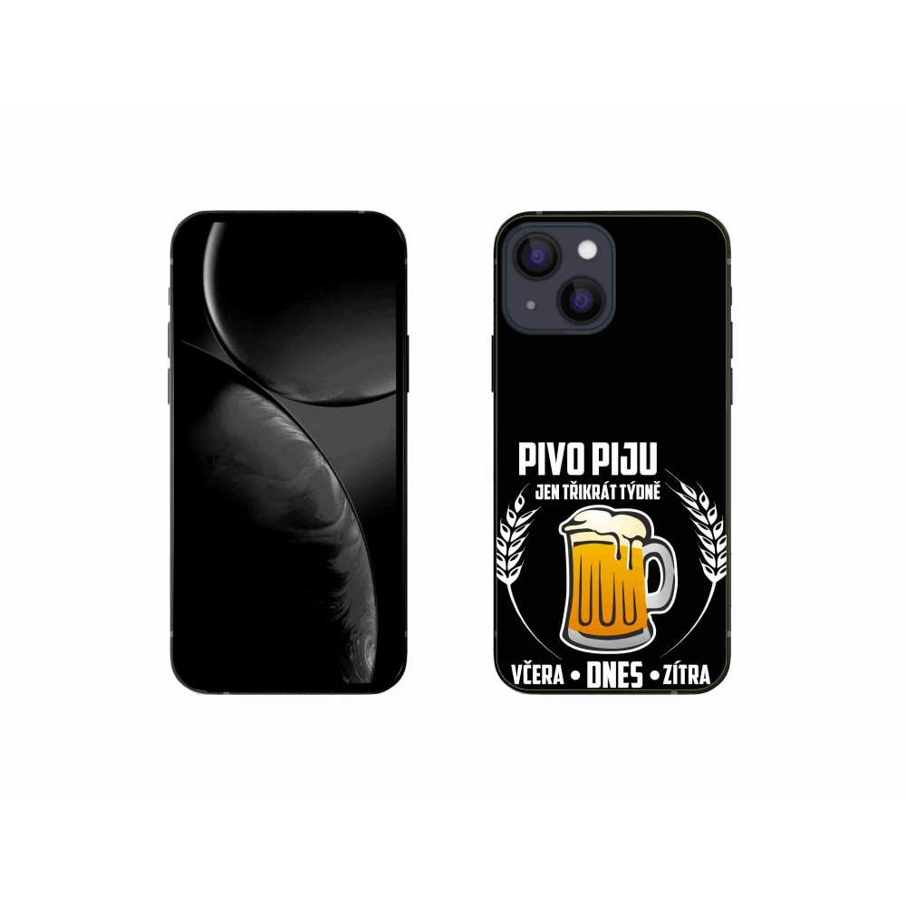 Gélový kryt mmCase na iPhone 13 mini 5.4 - pivný motív čierne pozadie