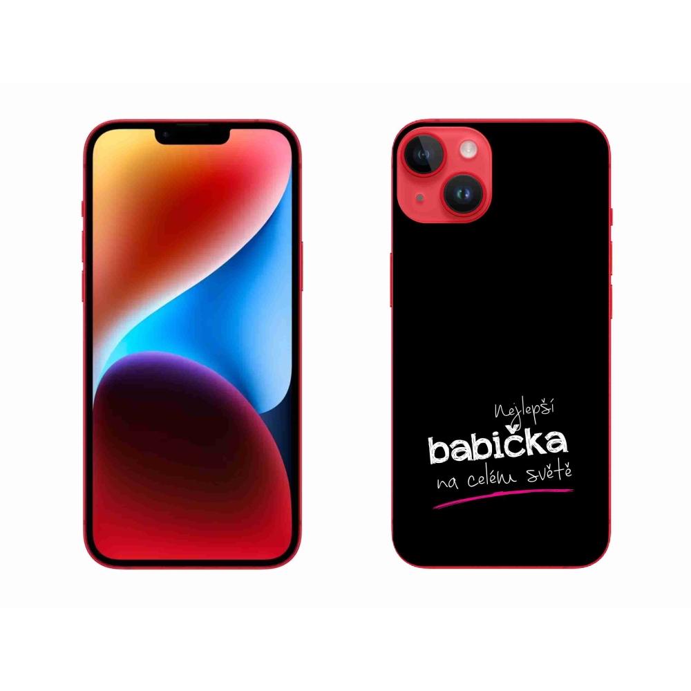 Gélový kryt mmCase na iPhone 14 Plus - najlepšia babička 4 čierne pozadie