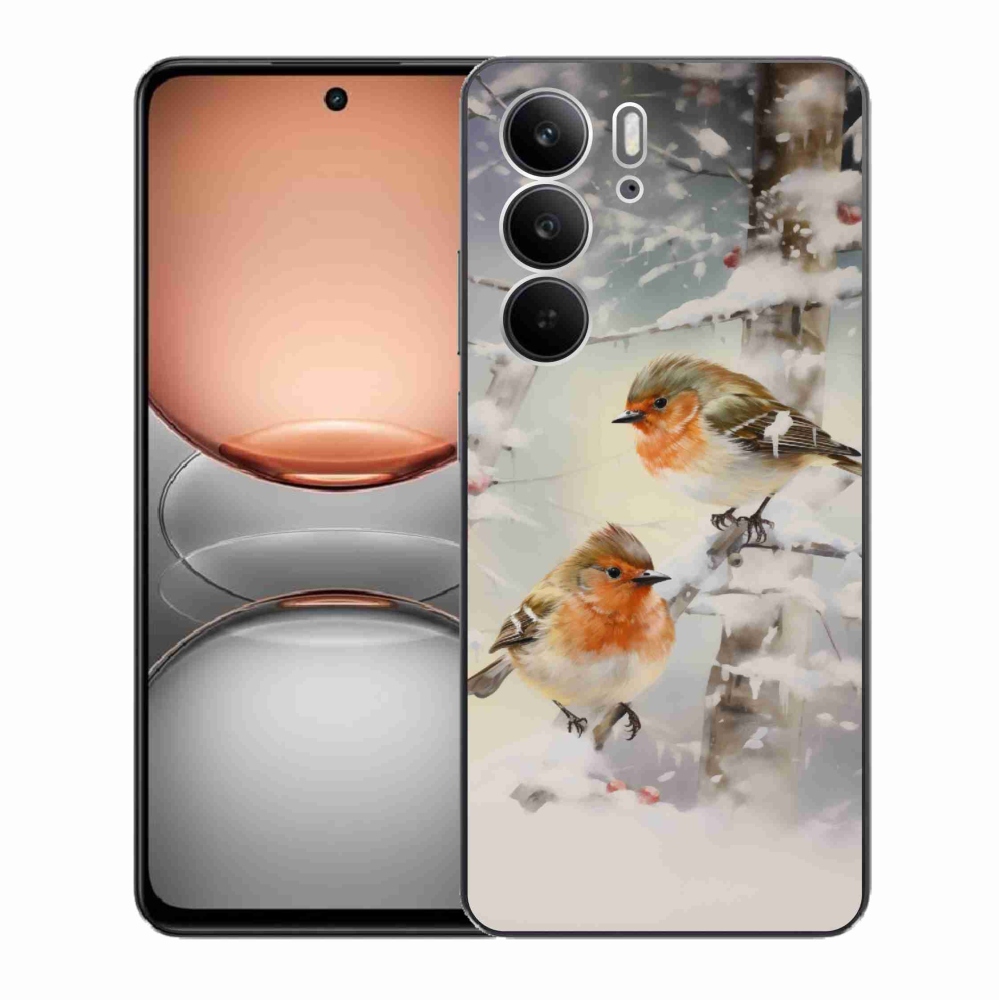 Gélový kryt mmCase na Realme C75 - vtáčiky v zime