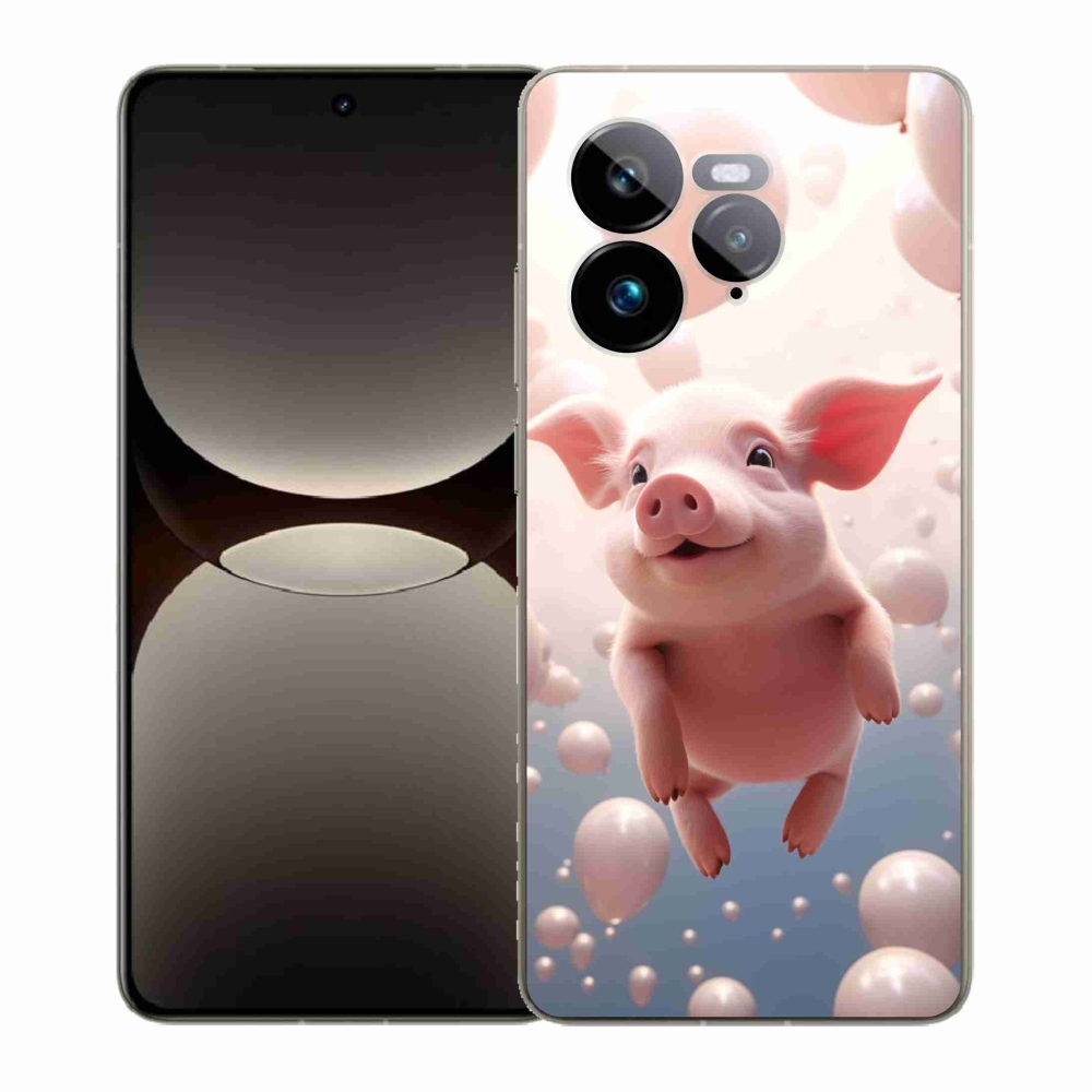 Gélový kryt mmCase na Realme GT 7 Pro 5G - prasiatko s balónikmi