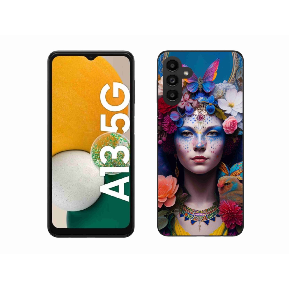 Gélový kryt mmCase na Samsung Galaxy A13 5G - žena s kvetinami