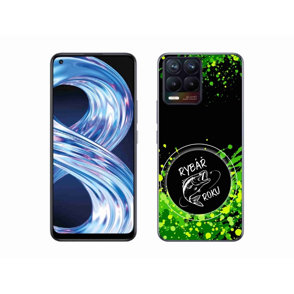 Gélový kryt mmCase na Realme 8 4G - rybár roku čierne pozadie
