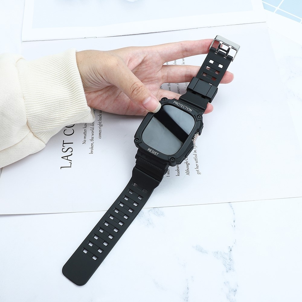 Integral ochranné silikónové púzdro s remienkom na Apple Watch Ultra 49mm - čierne