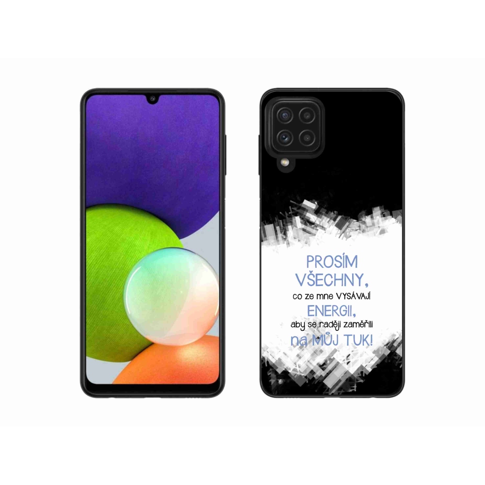 Gélový kryt mmCase na Samsung Galaxy A22 4G - vtipný text 1 modrý
