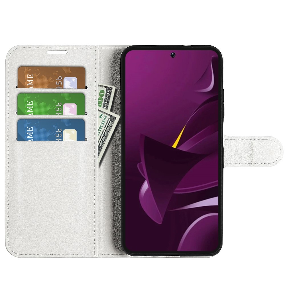 Litchi knižkové púzdro na Xiaomi Poco M7 Pro 5G - biele