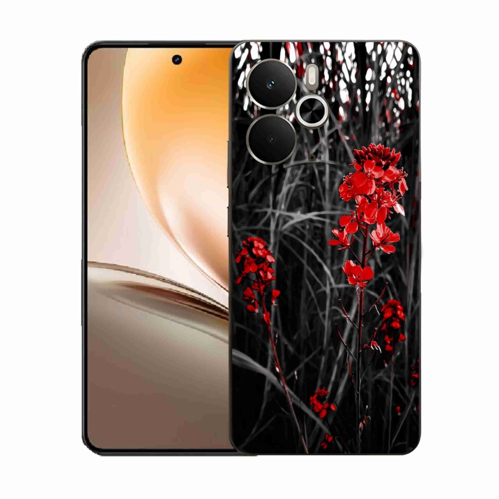 Gélový kryt mmCase na Realme 14 5G - červená rastlina
