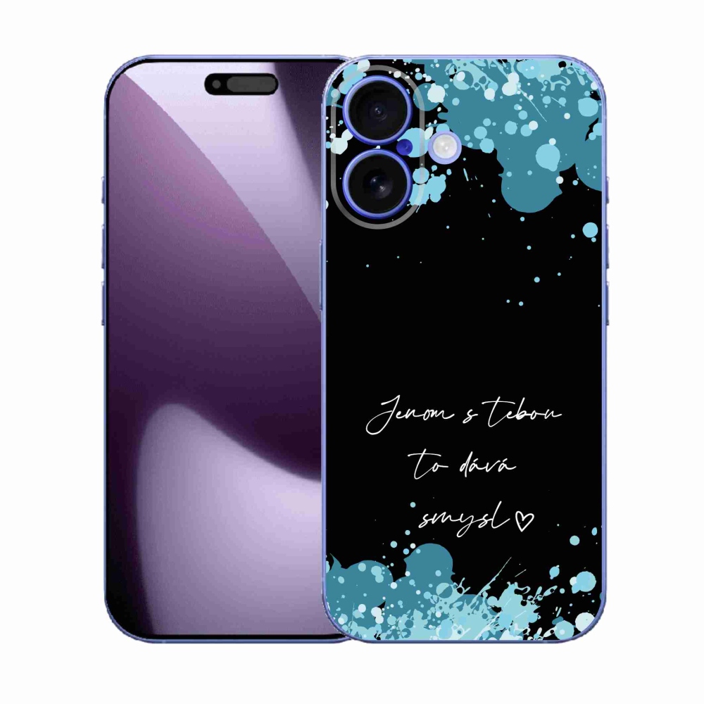 Gélový kryt mmCase na iPhone 17 - zamilovaný text čierne pozadie