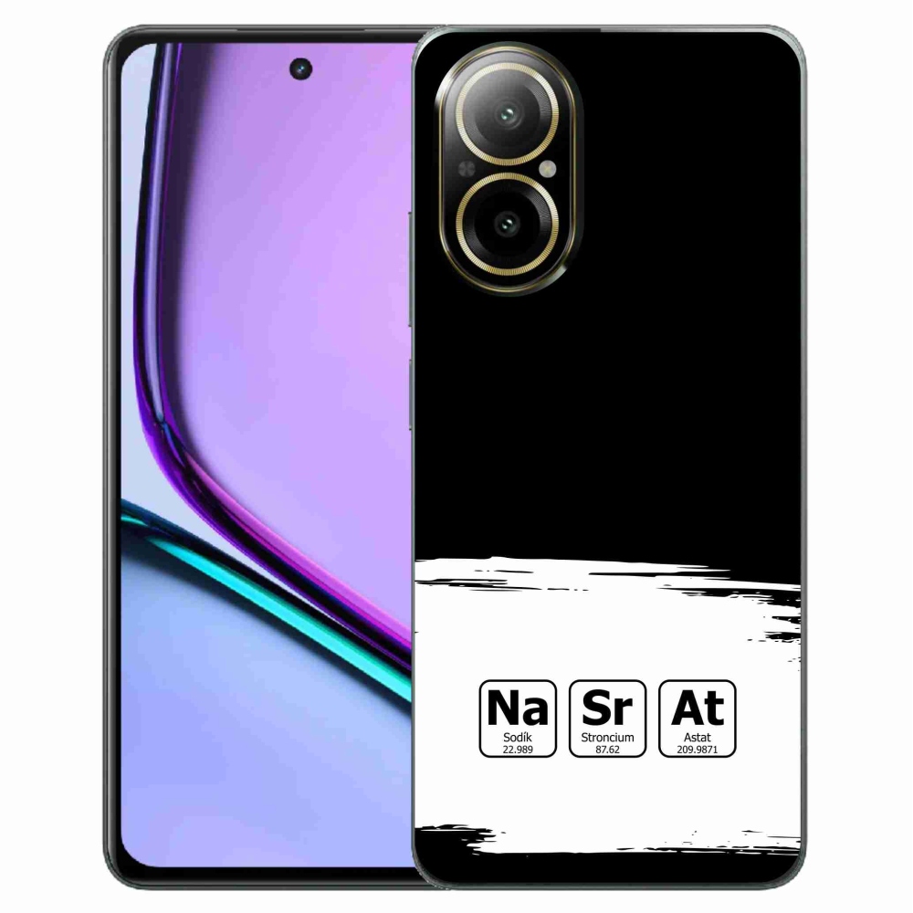Gélový kryt mmCase na Realme C67 - chemické prvky bieločierne pozadie