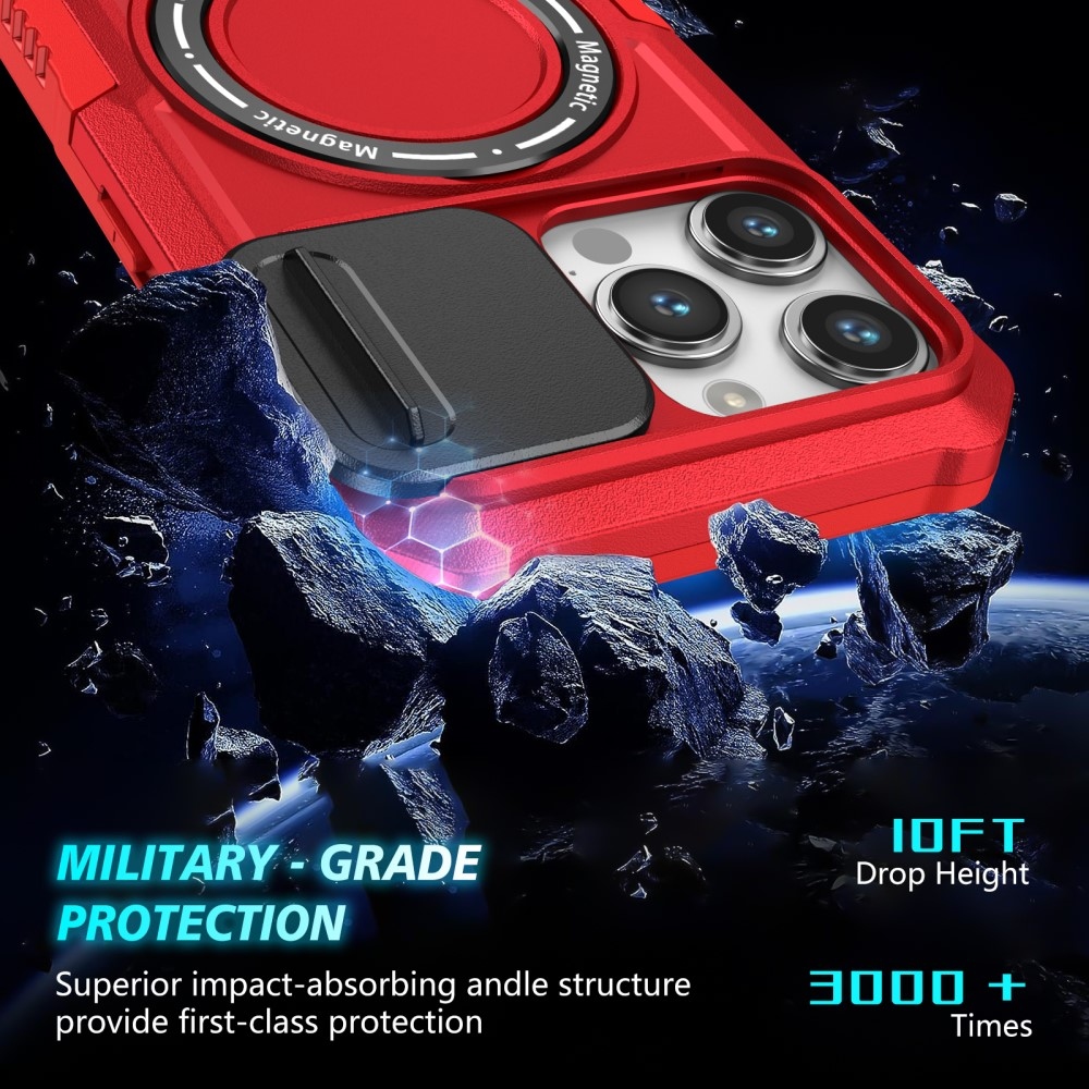 Military odolný kryt s MagSafe na iPhone 14 Pro Max - červený