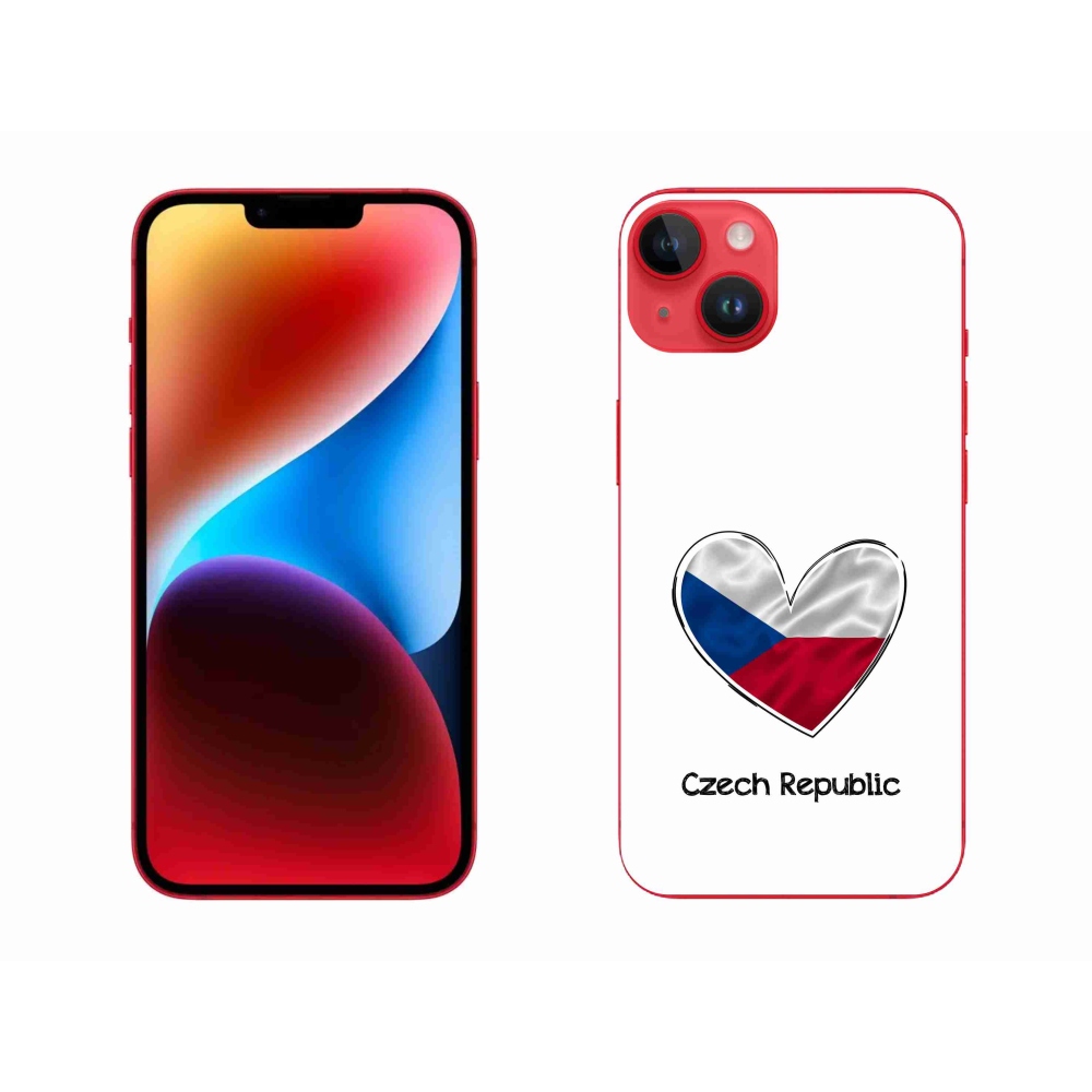 Gélový kryt mmCase na iPhone 14 Plus - vlajka srdca biele pozadie