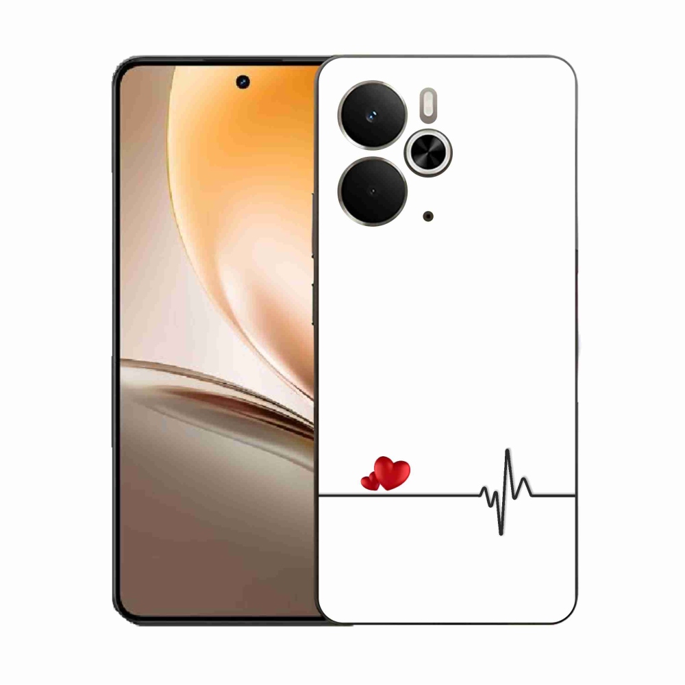 Gélový kryt mmCase na Realme 14 5G - srdce a tep biele pozadie