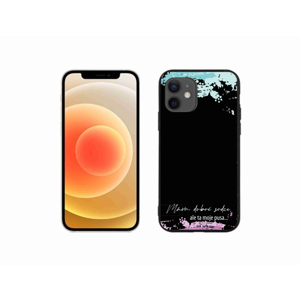 Gélový kryt mmCase na iPhone 12 mini - vtipný text 3 čierne pozadie