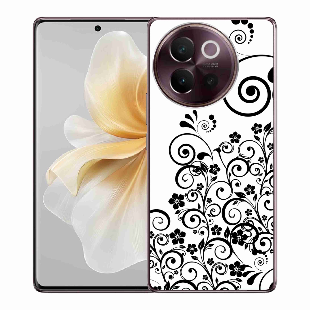 Gélový kryt mmCase na Vivo V40 Lite 5G - čiernobiele kvetinové vzory