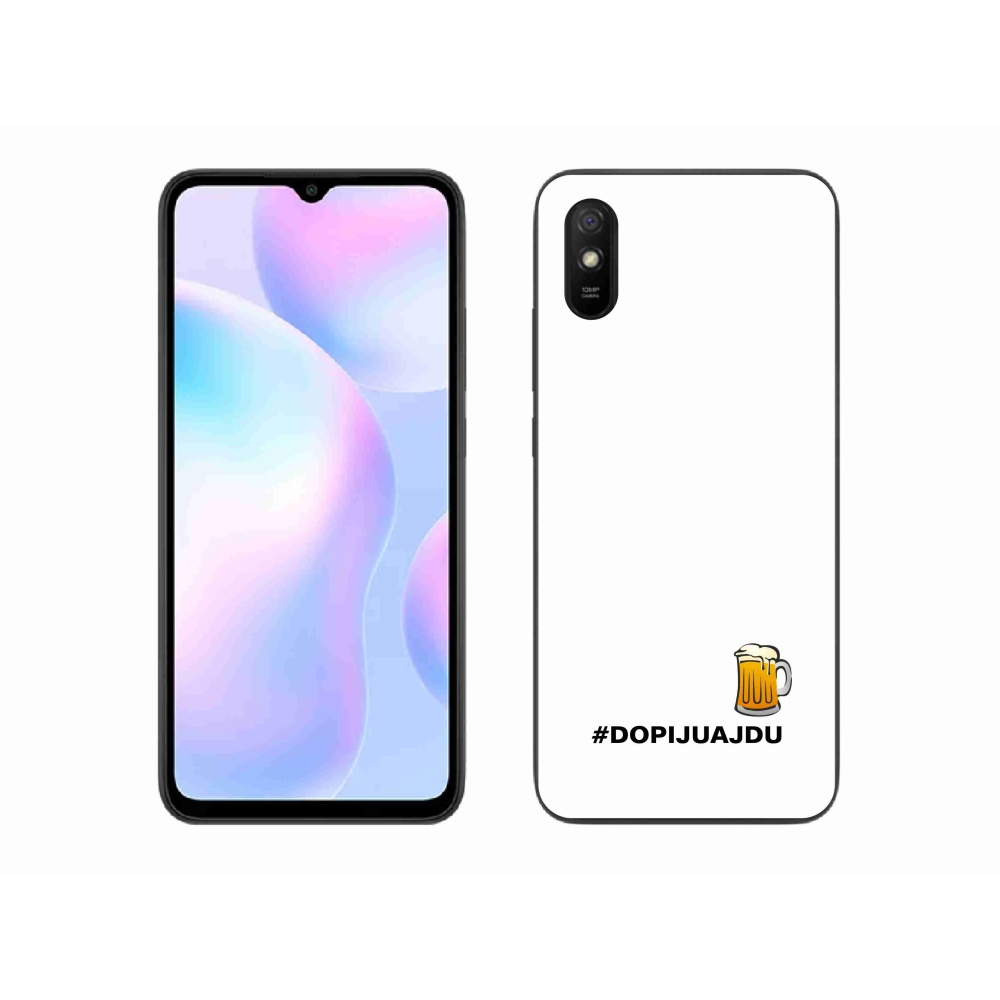 Gélový kryt mmCase na Xiaomi Redmi 9A - pivný motív 1 biele pozadie