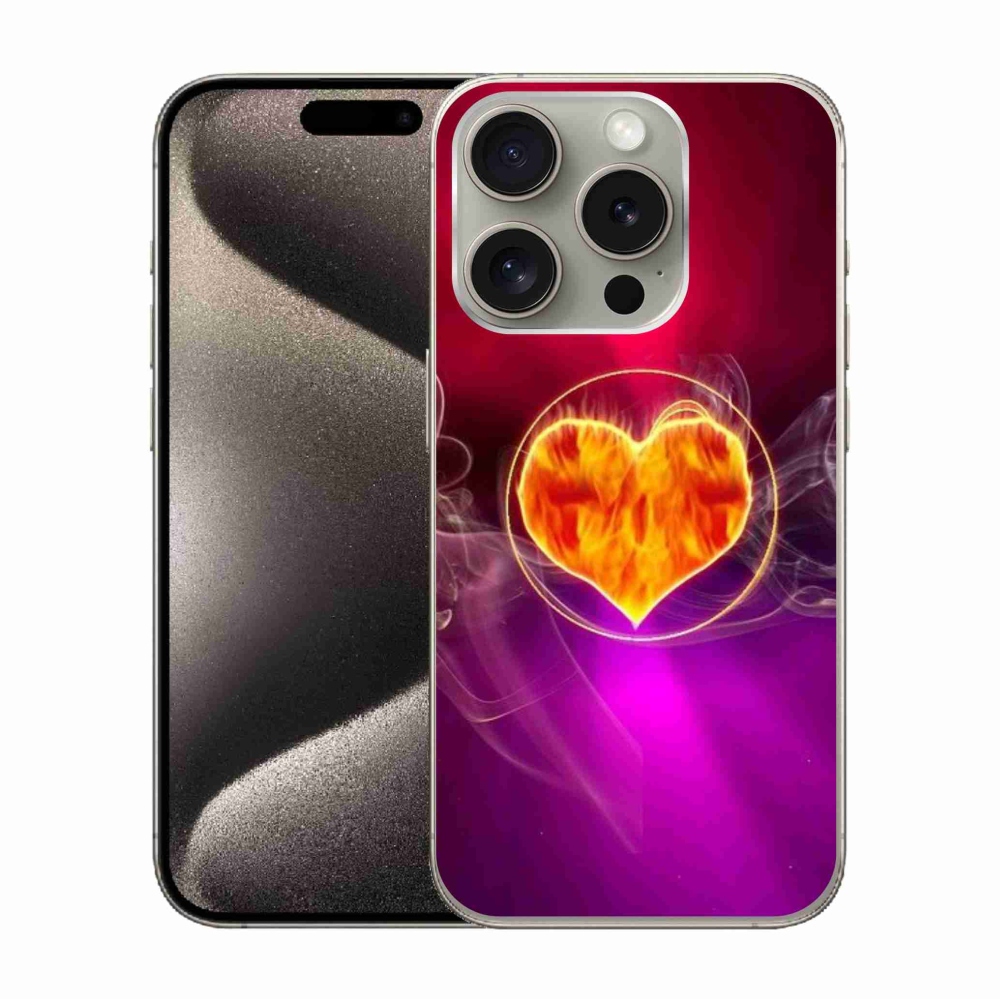 Gélový kryt mmCase na iPhone 15 Pro - ohnivé srdce