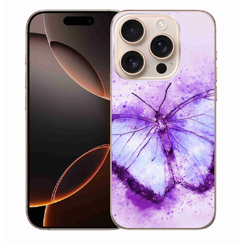 Gélový kryt mmCase na iPhone 16 Pro Max - fialový motýľ