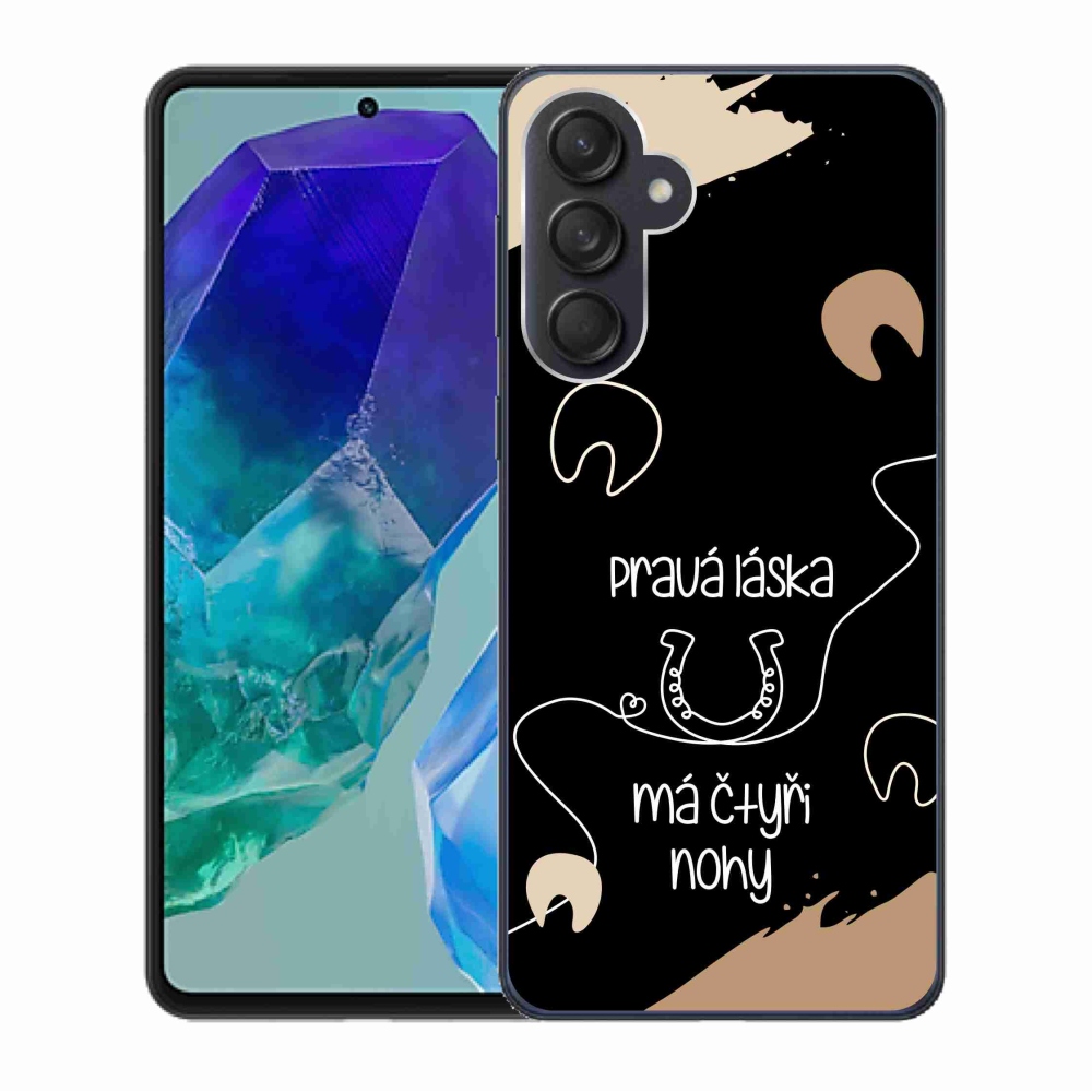 Gélový kryt mmCase na Samsung Galaxy M55 5G - konský motív čierne pozadie