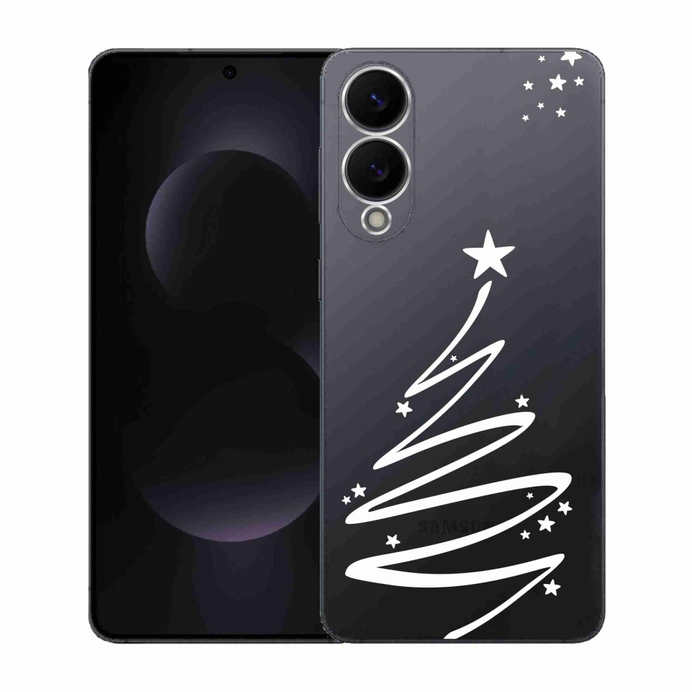Gélový kryt mmCase na Samsung Galaxy S25 Edge - biely stromček na priehľadnom pozadí