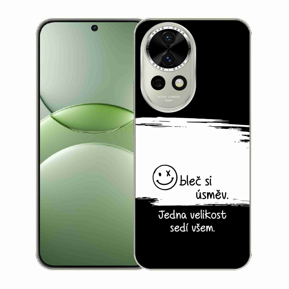 Gélový kryt mmCase na Huawei Nova 13 5G - vtipný text 8 bieločierne pozadie