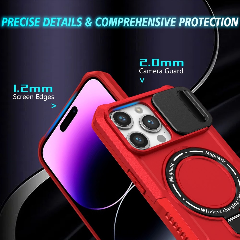 Military odolný kryt s MagSafe na iPhone 14 Pro Max - červený