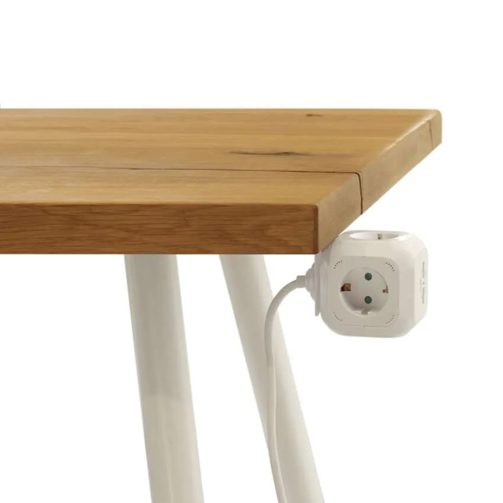 Predlžovací kábel - kocka 1,9 m / 4 zásuvky / biely / PVC / s USB / 1,5 mm2